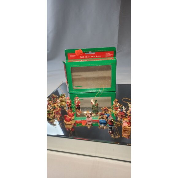 Vintage Mini Trims Hand Painted Christmas Ornaments - SET OF 24 - Picture 13 of 15